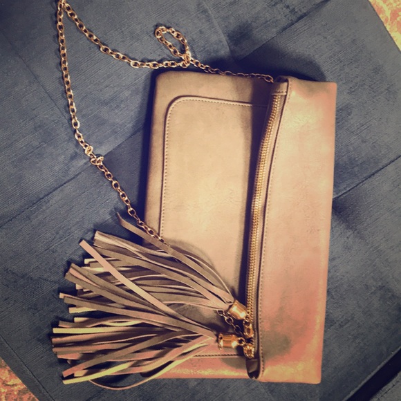 Gold Chain Gray Club Purse - Picture 1 of 5